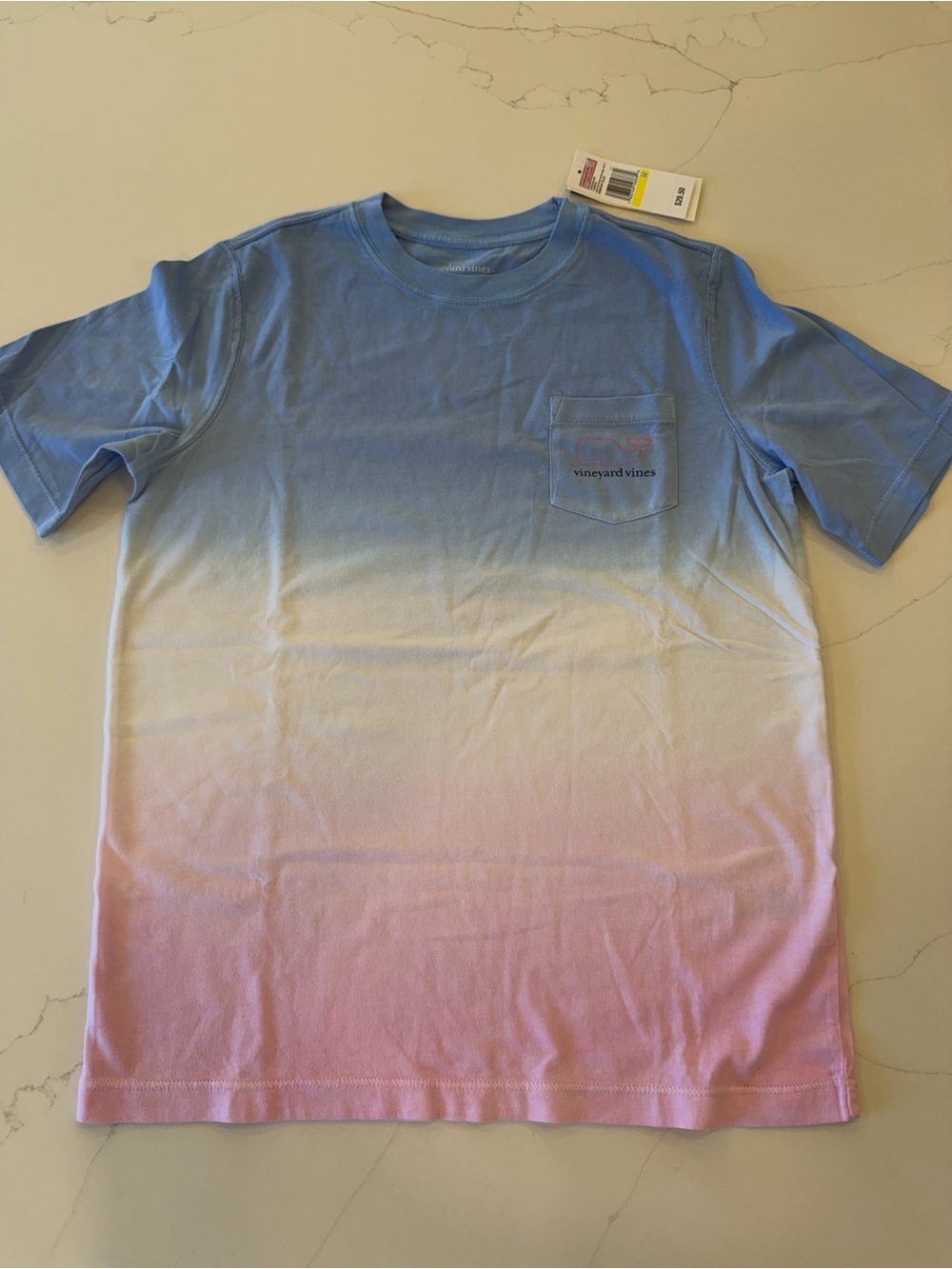 Vineyard Vines Blue to Pink Ombre Pocket Tee